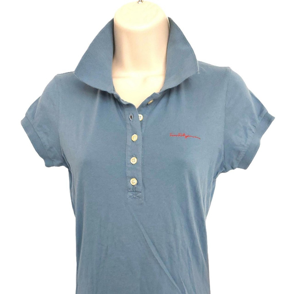 True Religion Brand Jeans Cotton Signature Polo Shirt Slate Blue Size Medium